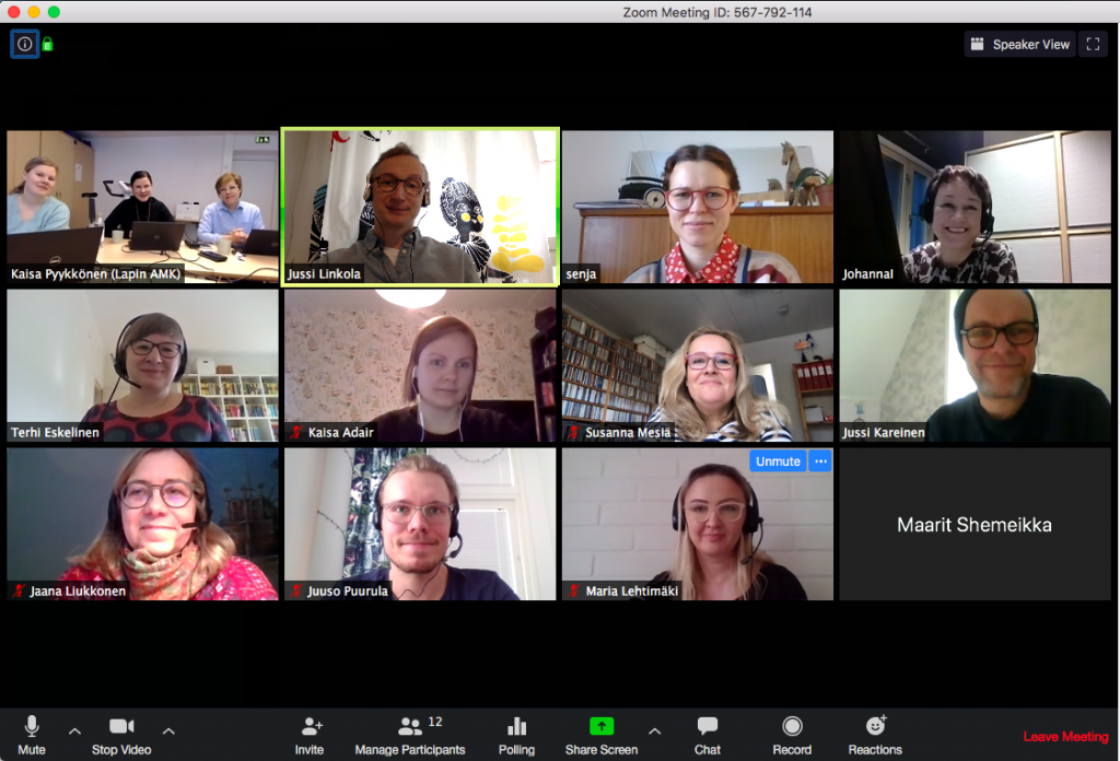 Projektiryhmä koolla Zoom-etäneuvottelussa
